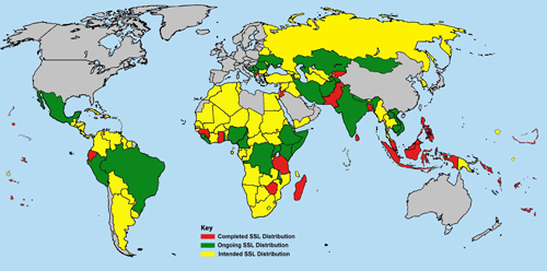 The Social Science Library project map:: The Social Science Library project will send free research and teaching materials to university libraries, institutions and organizations in the 138 countries shown on this map. The project is seeking Distribution Partners in all of the countries marked in yellow or green.